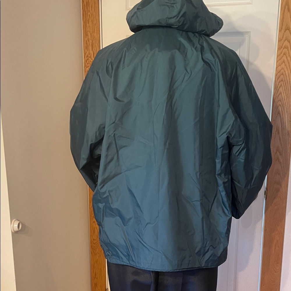 Unisex Dark Green Hooded Pullover Windbreaker Jacket. Sz L. - Picture 4 of 15